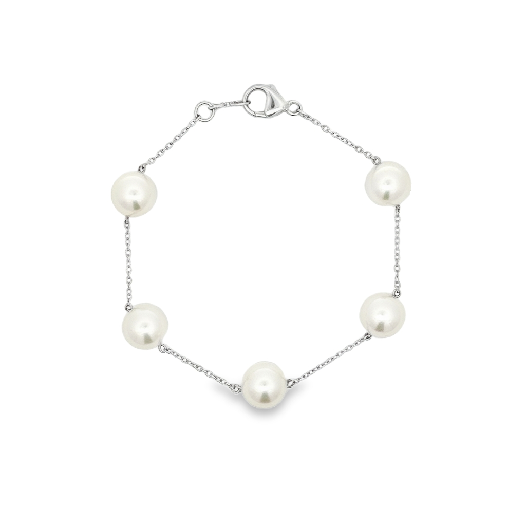 Mikimoto Akoya Pearl Station Bracelet 18K White Gold
