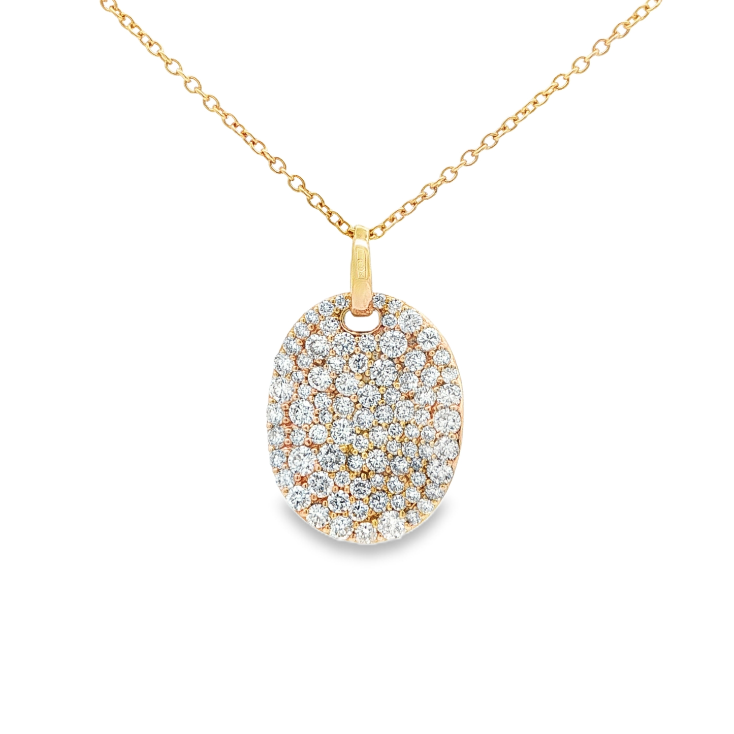 King Jewelers 1.04ct Pave Diamond Disc Pendant 14K Yellow Gold