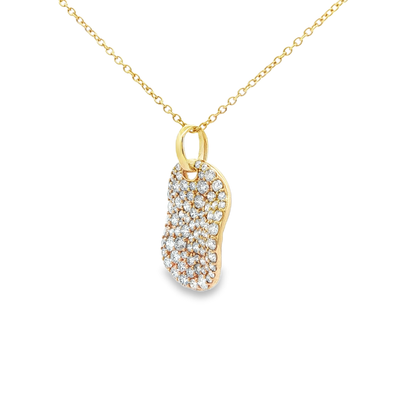 King Jewelers 1.04ct Pave Diamond Disc Pendant 14K Yellow Gold