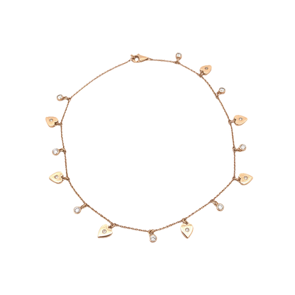 King Jewelers 14K Yellow Gold Diamond Heart Charm Bracelet