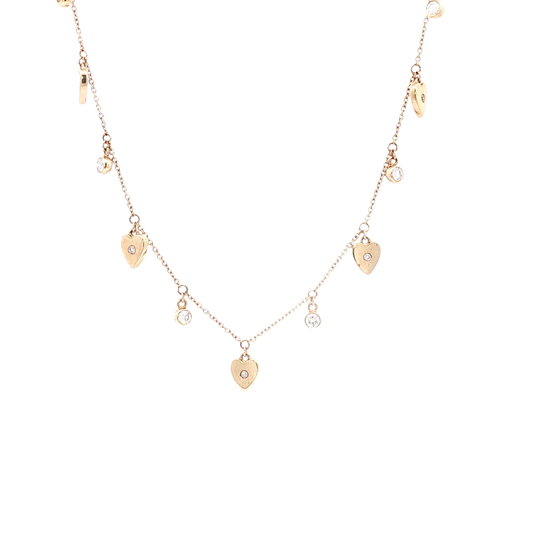 King Jewelers 14K Yellow Gold Diamond Heart Charm Bracelet