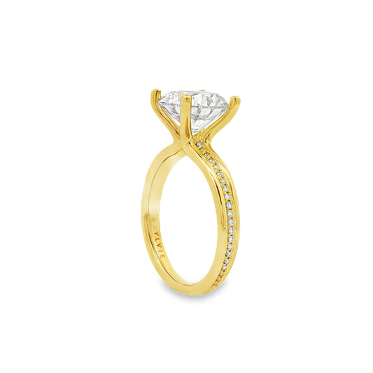 Sylvie 18K Yellow Gold Twisted Round Diamond Engagement Ring Mounting