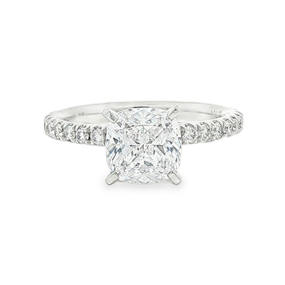 KJ5 Platinum Pavé Cushion Cut Diamond 0.50ct Engagement Ring Mounting