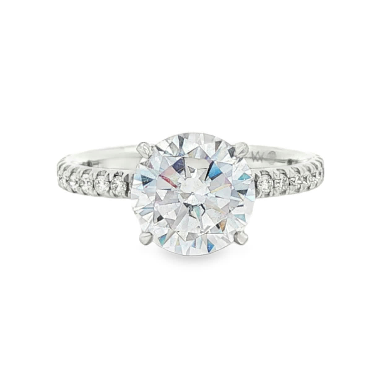 King Jewelers 14K White Gold Pavé Round Diamond Engagement Ring Mounting