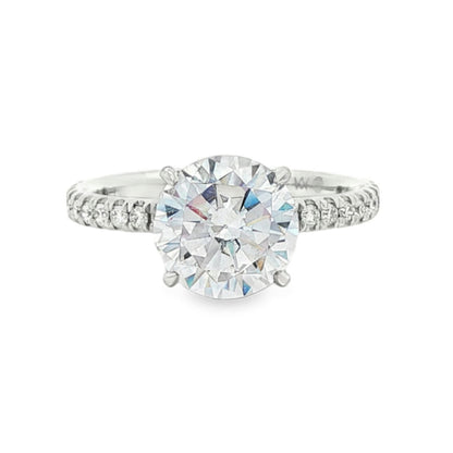 King Jewelers 14K White Gold Pavé Round Diamond Engagement Ring Mounting