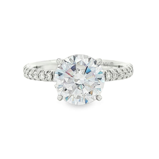 King Jewelers 14K White Gold Pavé Round Diamond Engagement Ring Mounting