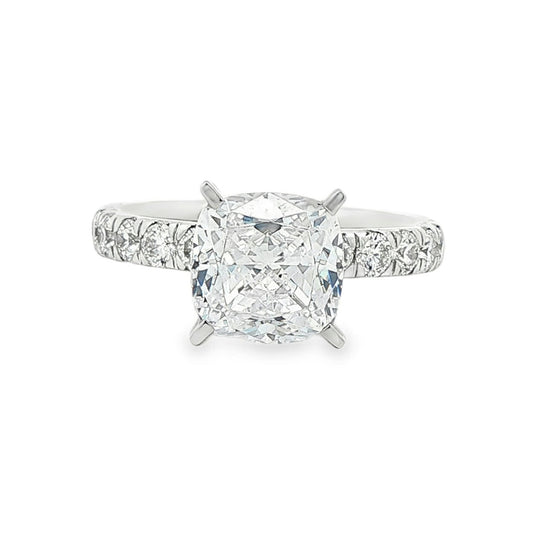 KJ5 Platinum Pavé Cushion Cut Diamond 1ct Engagement Ring Mounting