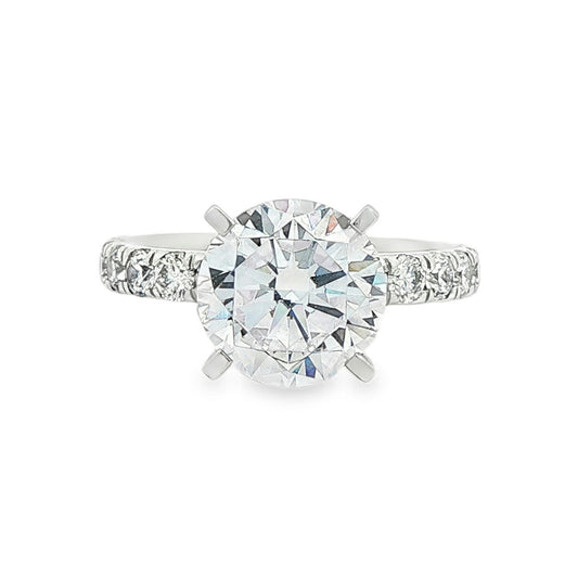 KJ5 Platinum Pavé Round Diamond 1ct Engagement Ring Mounting