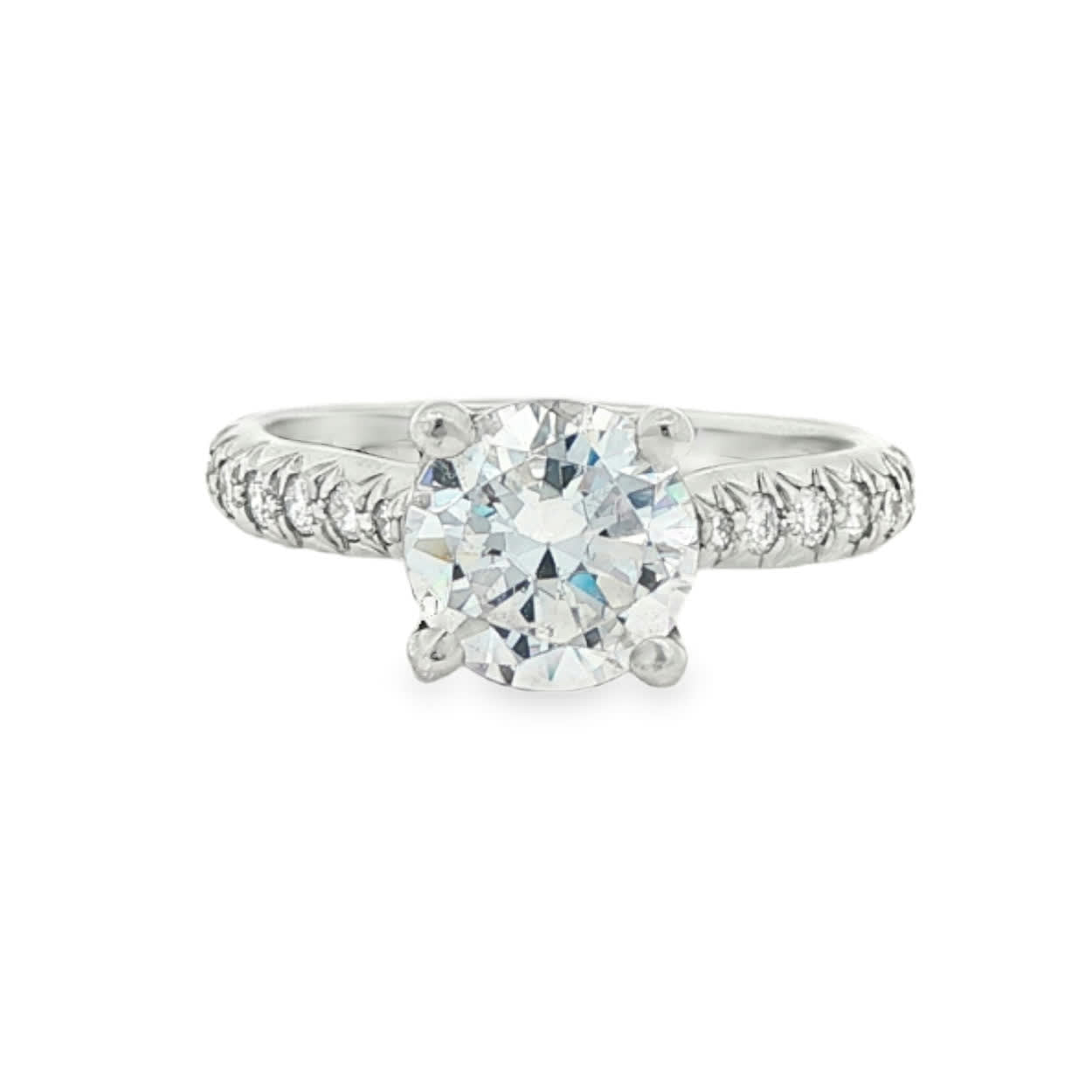 KJ5 Platinum French Pavé Round Diamond Engagement Ring Mounting
