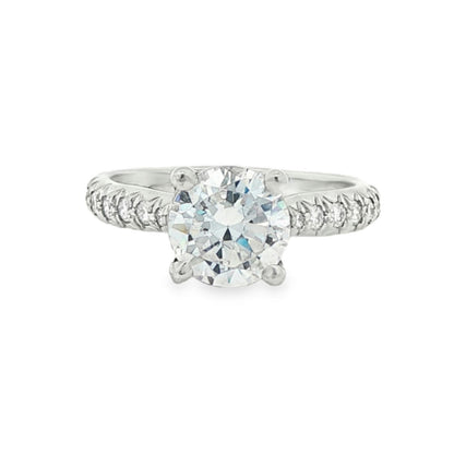 KJ5 Platinum French Pavé Round Diamond Engagement Ring Mounting