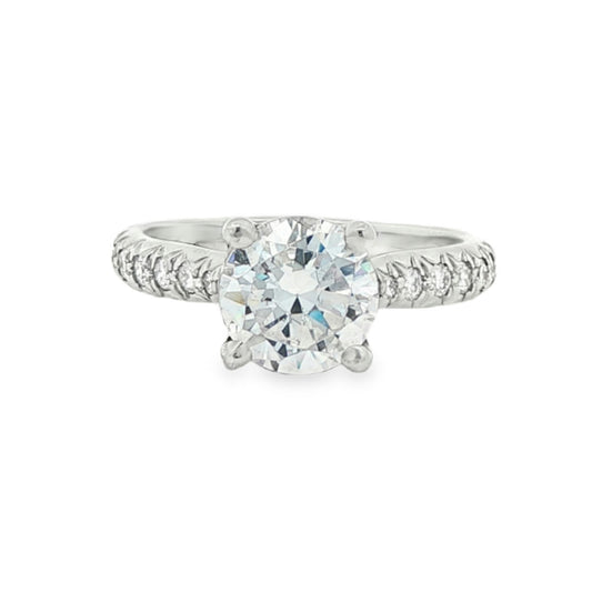 KJ5 Platinum French Pavé Round Diamond Engagement Ring Mounting
