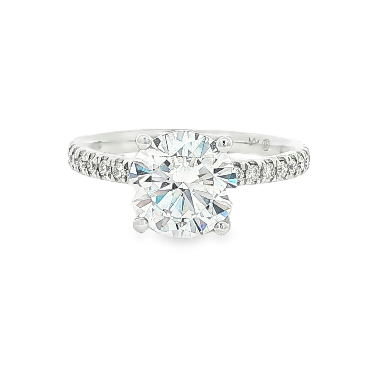 KJ5 14K White Gold Pavé Round Diamond Engagement Ring Mounting
