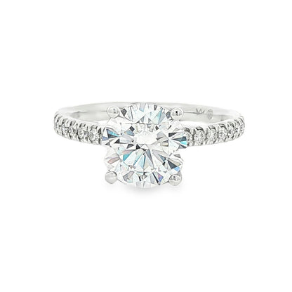 KJ5 14K White Gold Pavé Round Diamond Engagement Ring Mounting