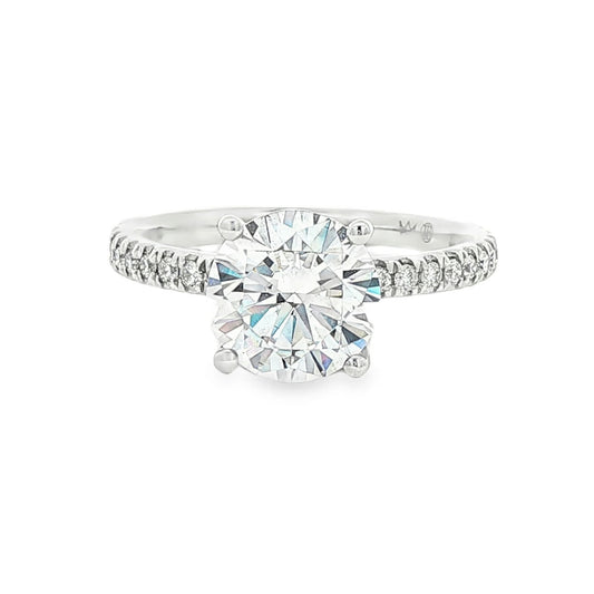 KJ5 14K White Gold Pavé Round Diamond Engagement Ring Mounting