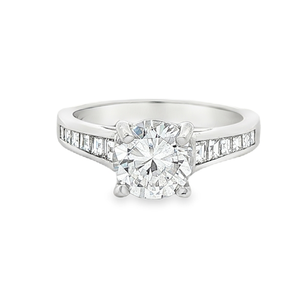KJ5 Platinum Round Diamond Channel Set Engagement Ring Mounting