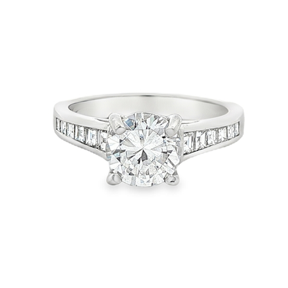 KJ5 Platinum Round Diamond Channel Set Engagement Ring Mounting