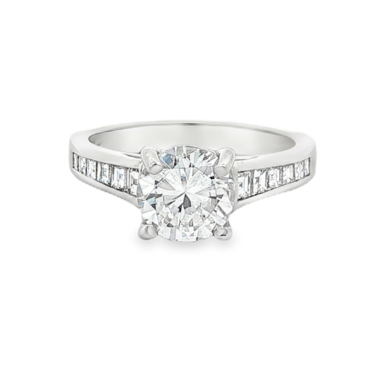 KJ5 Platinum Round Diamond Channel Set Engagement Ring Mounting