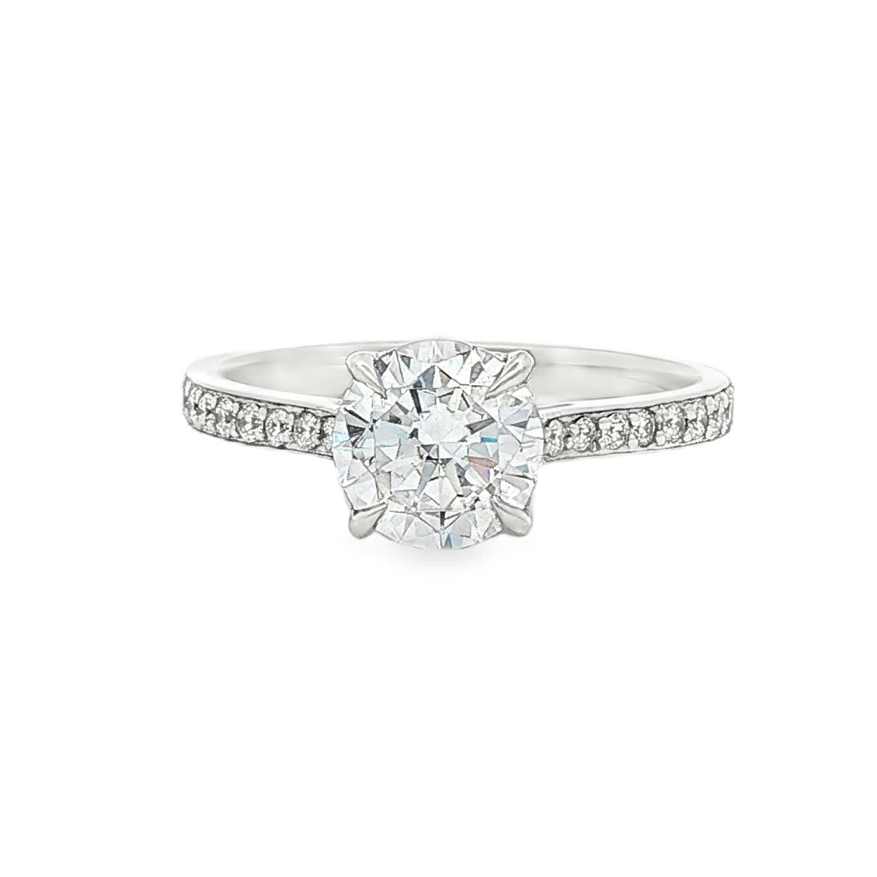 KJ5 18K White Gold Pavé Round Diamond Engagement Ring Mounting