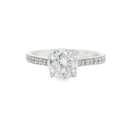 KJ5 18K White Gold Pavé Round Diamond Engagement Ring Mounting