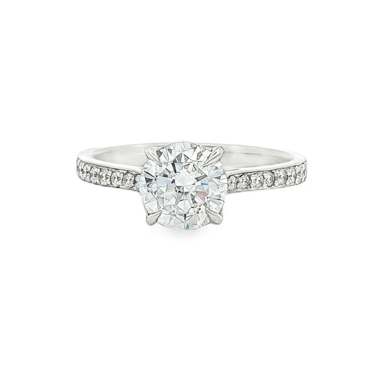 KJ5 18K White Gold Pavé Round Diamond Engagement Ring Mounting