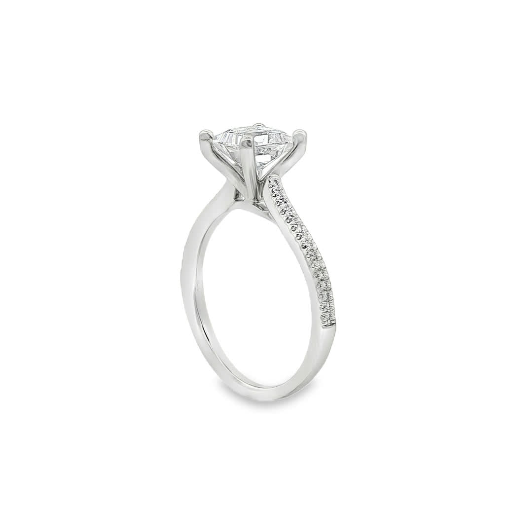 KJ5 Platinum Pavé Princess Cut Diamond 0.09ctw Engagement Ring Mounting