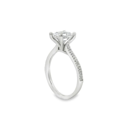 KJ5 Platinum Pavé Princess Cut Diamond 0.09ctw Engagement Ring Mounting
