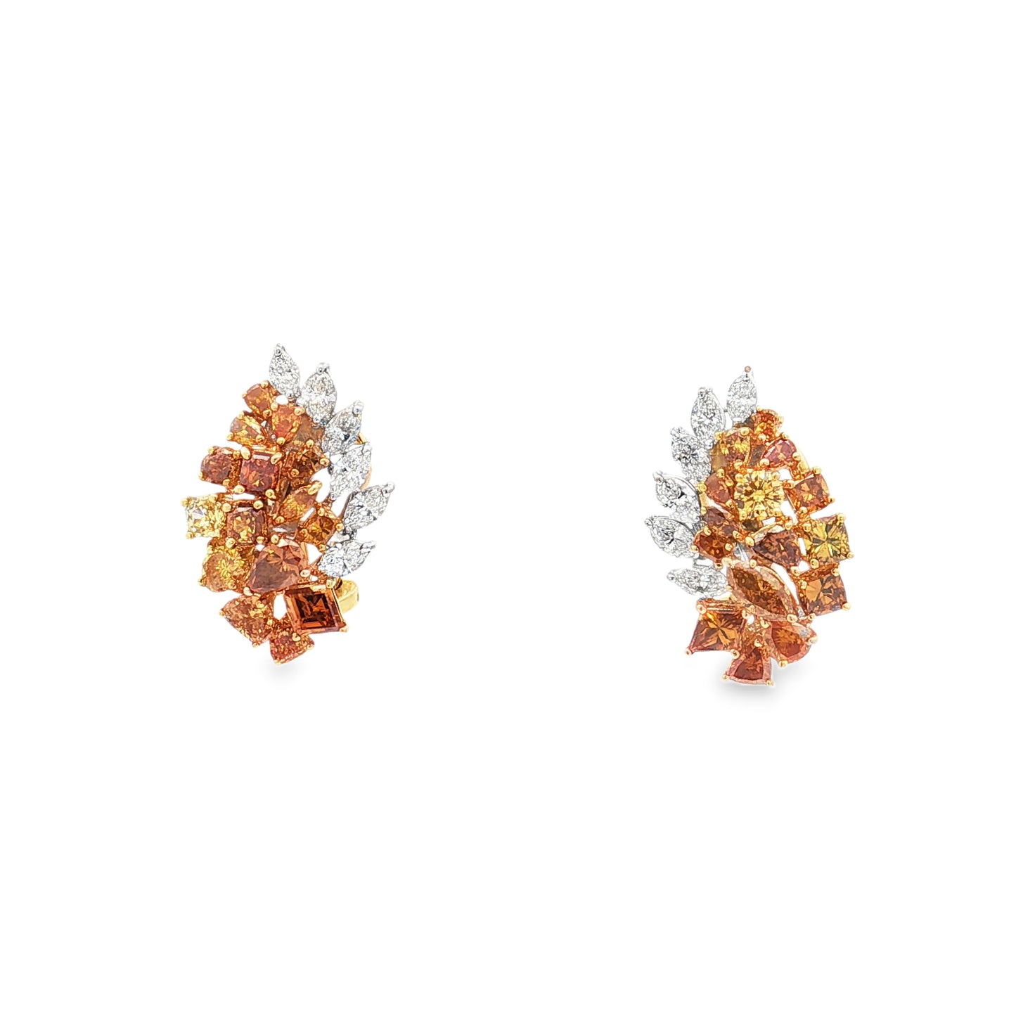 King Jewelers Multi-Shape 7.70ct Fancy Colored Diamond Flame Earrings