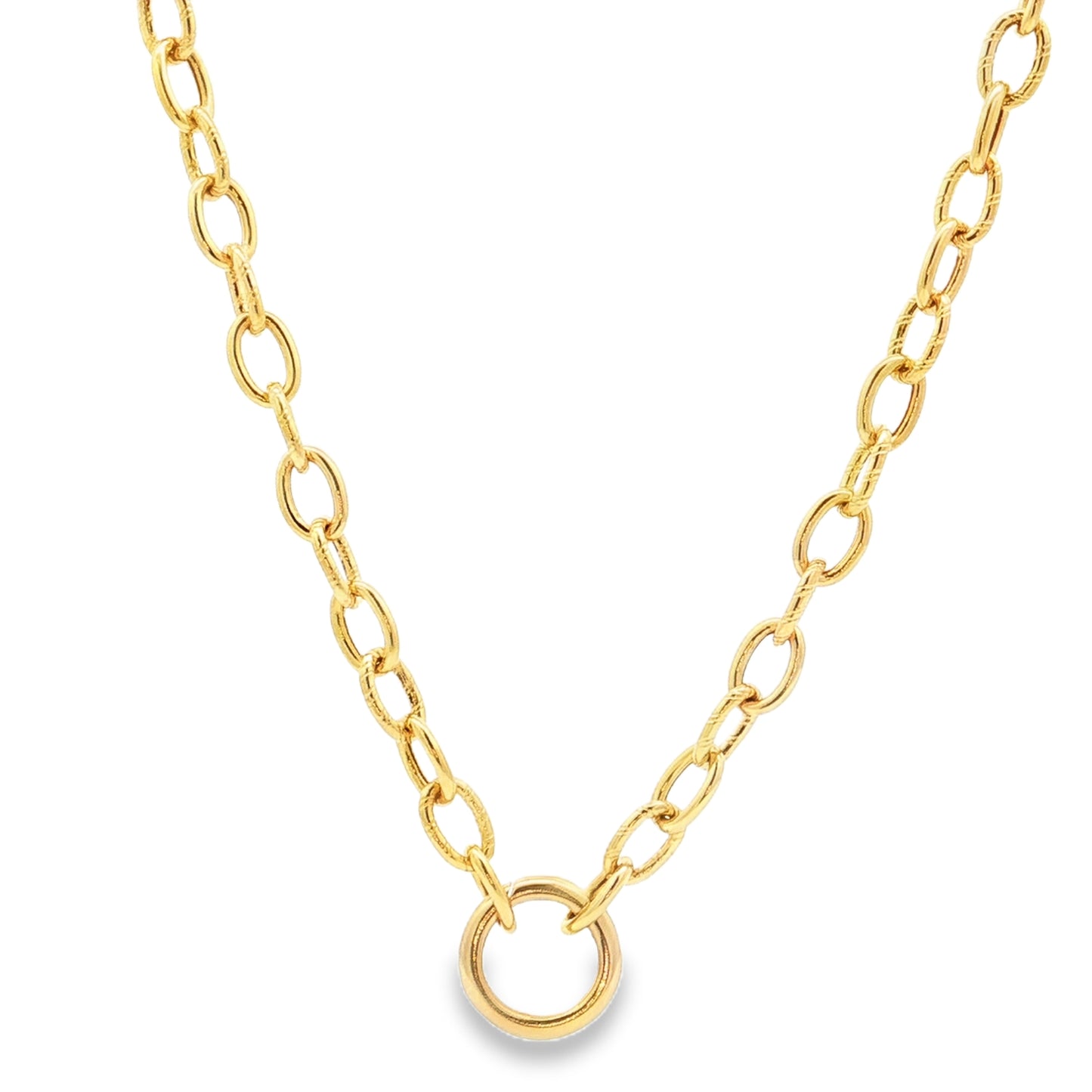 Doves 18-Inch Charm Chain with Push Clip 14K Yellow Gold