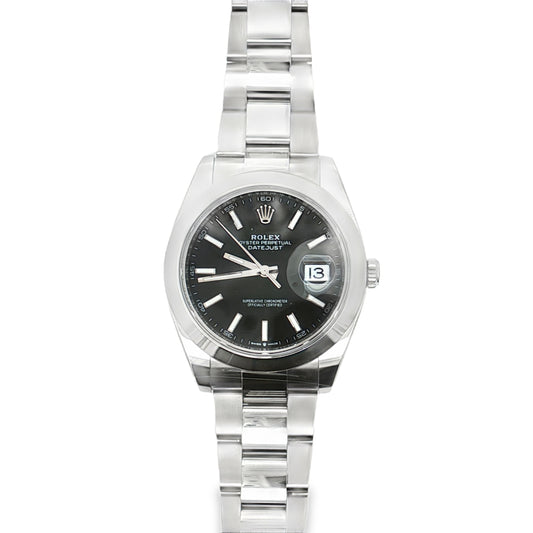 Pre Owned Rolex Datejust 41 126300 Black Dial Smooth Bezel Oyster