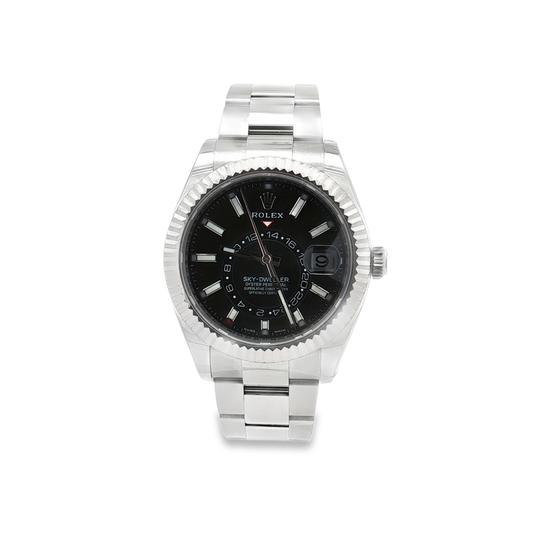 Pre Owned Rolex Sky-Dweller 42mm Black Dial Oystersteel and White Gold