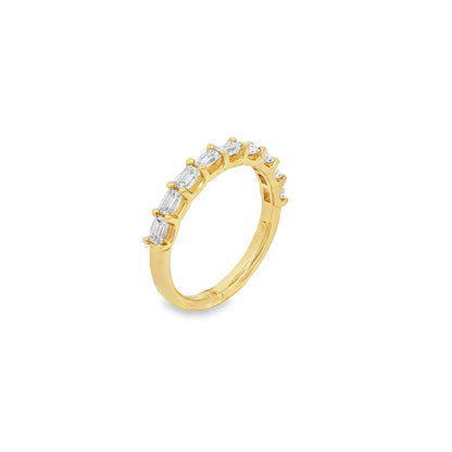 Ella Rose 0.75ct Emerald Cut Diamond Half-Set Band 14K Yellow Gold