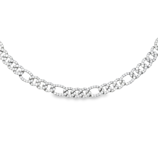 King Jewelers 18K White Gold 11.25ct Diamond Link Necklace