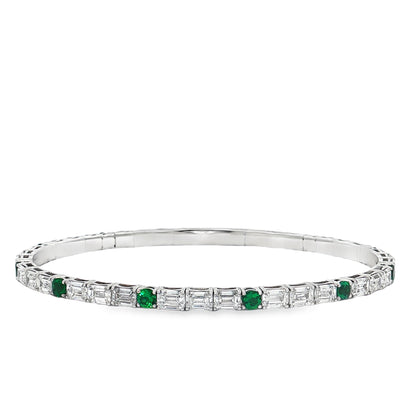 Ella Rose Lab-Grown Emerald and Diamond Tennis Bracelet