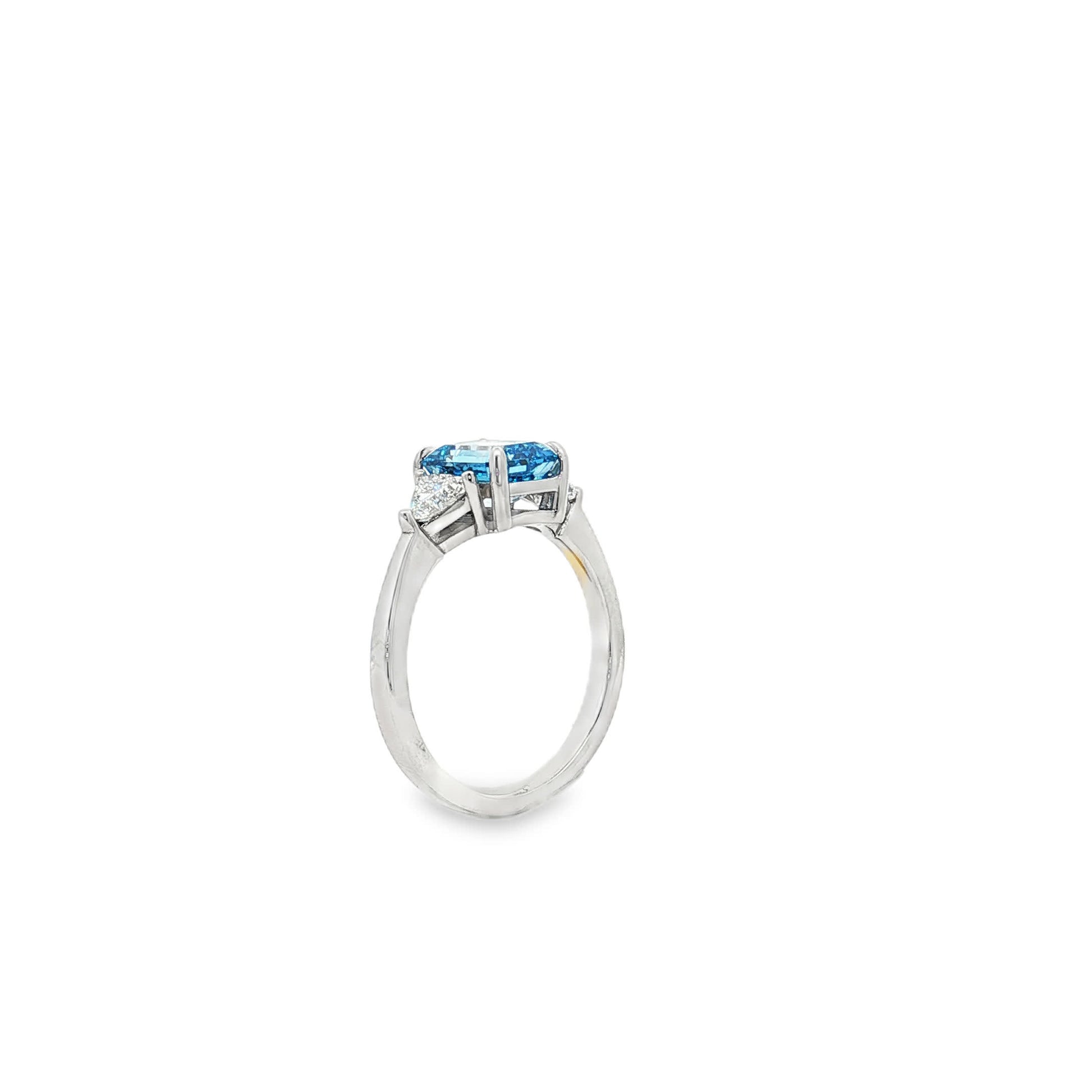 Ella Rose 2.57ct Fancy Blue Emerald Cut Lab-Grown Diamond Ring 14K White Gold