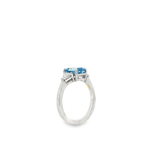 Ella Rose 2.57ct Fancy Blue Emerald Cut Lab-Grown Diamond Ring 14K White Gold