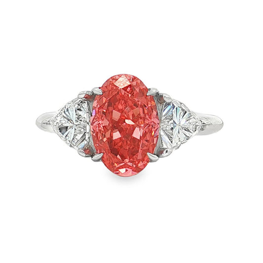 Ella Rose 3.05ct Pink Oval Lab-Grown Diamond Ring 14K White Gold