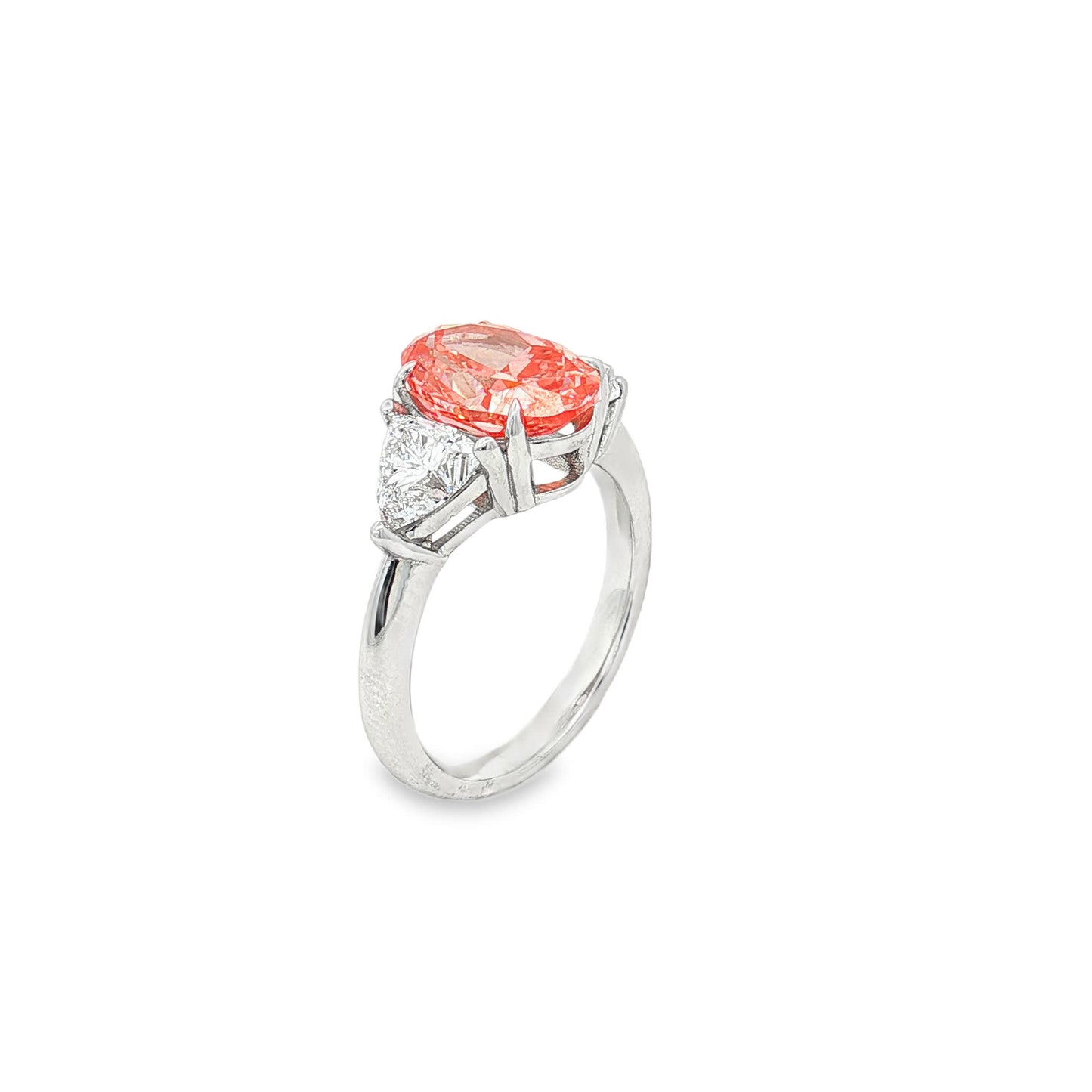 Ella Rose 3.05ct Pink Oval Lab-Grown Diamond Ring 14K White Gold
