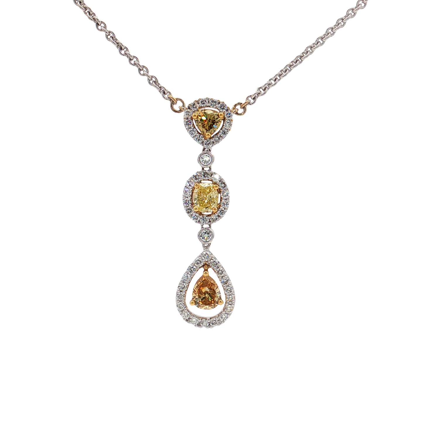 King Jewelers 18K Fancy Yellow Diamond Pendant Necklace