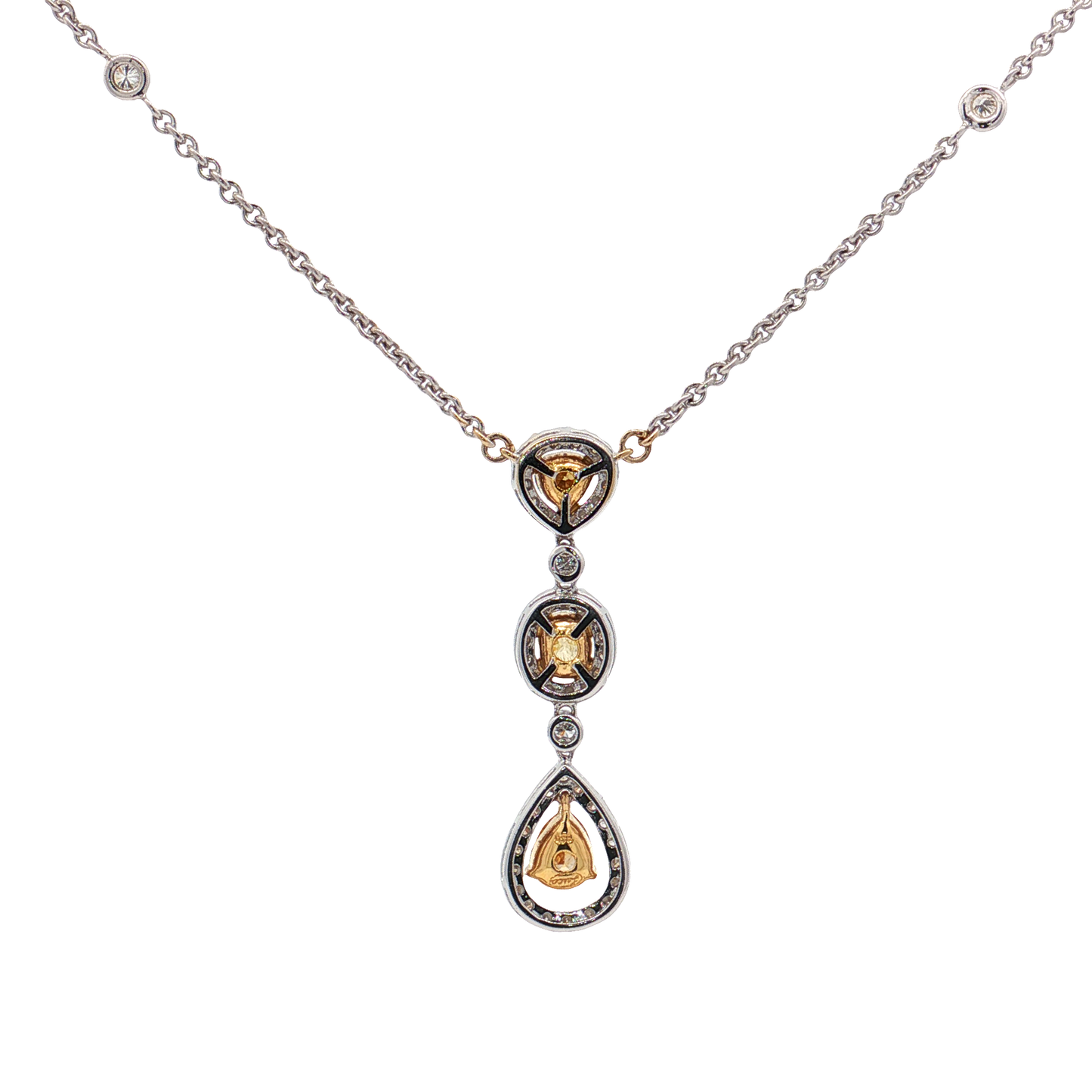 King Jewelers 18K Fancy Yellow Diamond Pendant Necklace