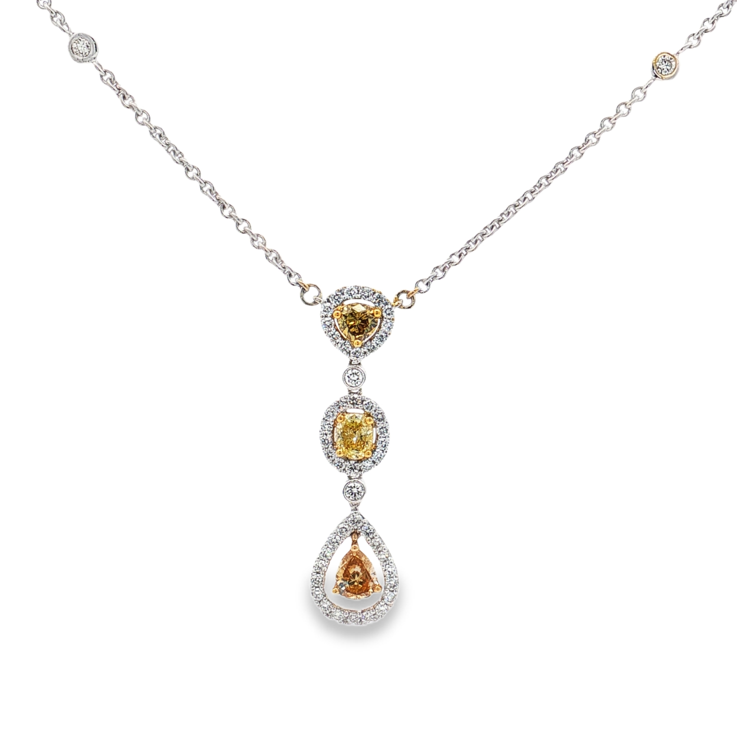 King Jewelers 18K Fancy Yellow Diamond Pendant Necklace