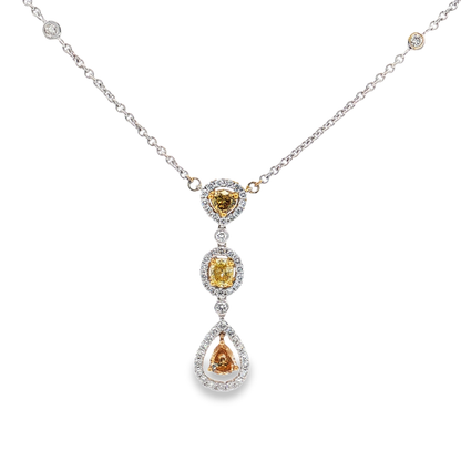 King Jewelers 18K Fancy Yellow Diamond Pendant Necklace