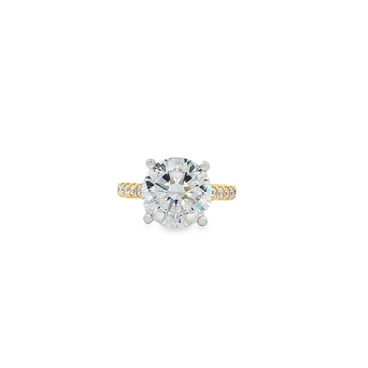 KJ5 18K Yellow Gold Pavé Round Diamond Engagement Ring Mounting