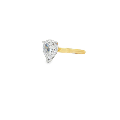 KJ5 14K Yellow Gold Pear Diamond Solitaire Engagement Ring Mounting