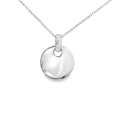 King Jewelers Diamond Disc Pendant Necklace 14K White Gold