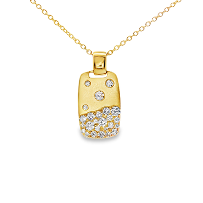 King Jewelers Stardust Rectangular Diamond Pendant Necklace 14K Yellow Gold