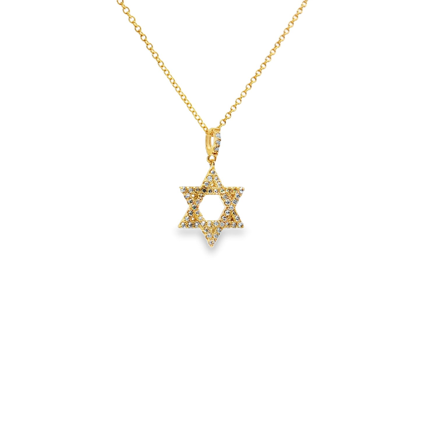King Jewelers 14K Yellow Gold 0.25ct Diamond Star of David Pendant Necklace