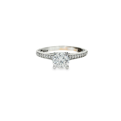 KJ5 18K White Gold Pavé Round Diamond Engagement Ring Mounting
