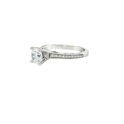 KJ5 18K White Gold Pavé Round Diamond 0.10ct Engagement Ring Mounting