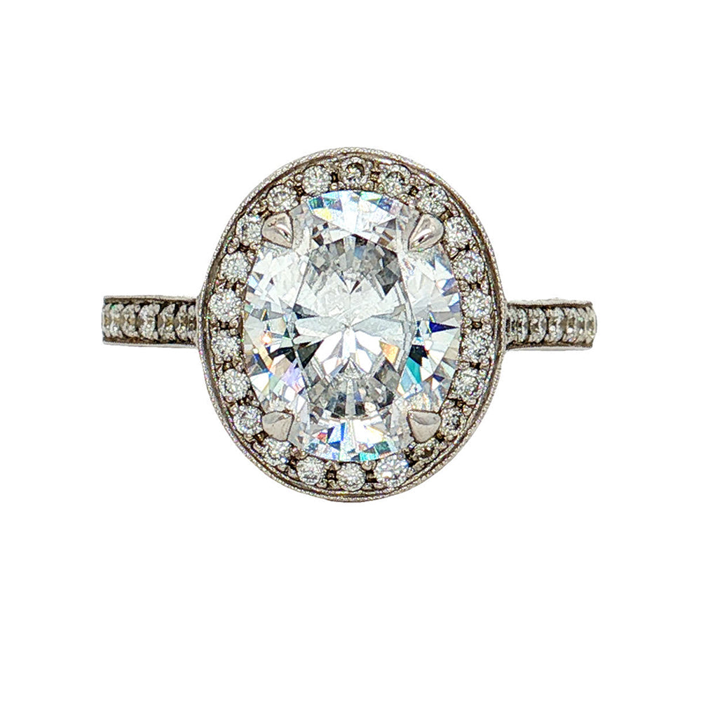 Penny Preville Penelope 18K White Gold Oval Diamond Halo Engagement Ring Mounting