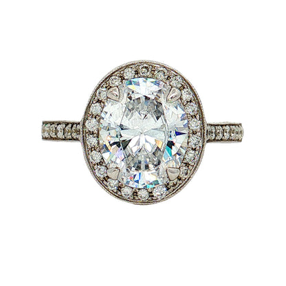Penny Preville Penelope 18K White Gold Oval Diamond Halo Engagement Ring Mounting